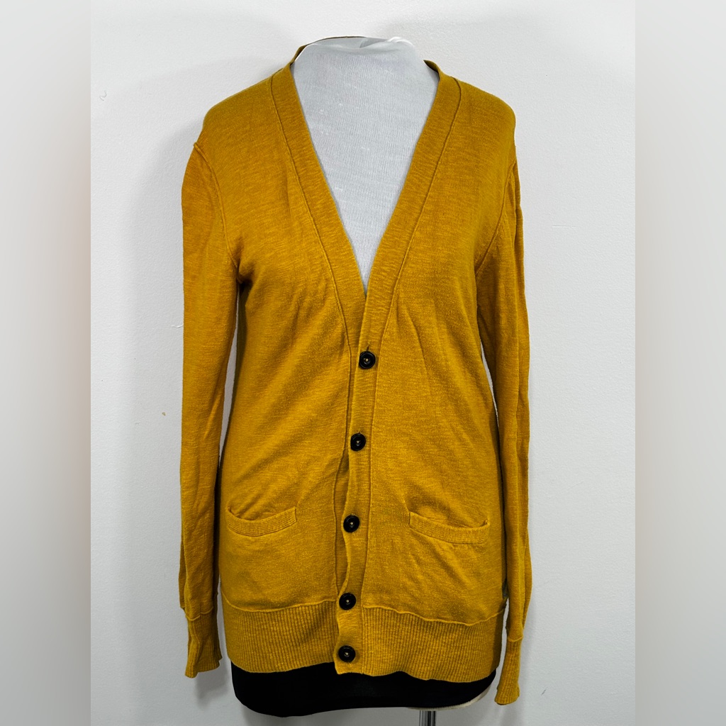 American Eagle Womens Mustard Xs/Tp Cardigan Sweater V-Neck 5-Button